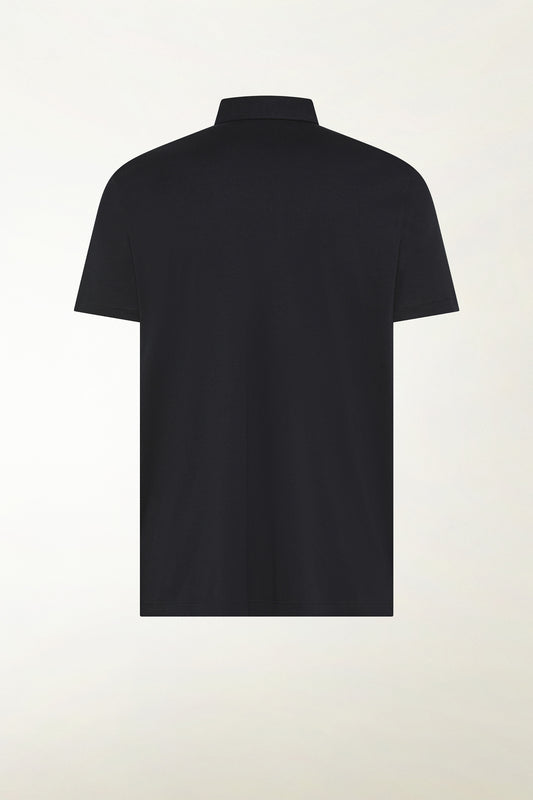 Black short-sleeved polo shirt with buttons - Supersense | PIACENZA 1733