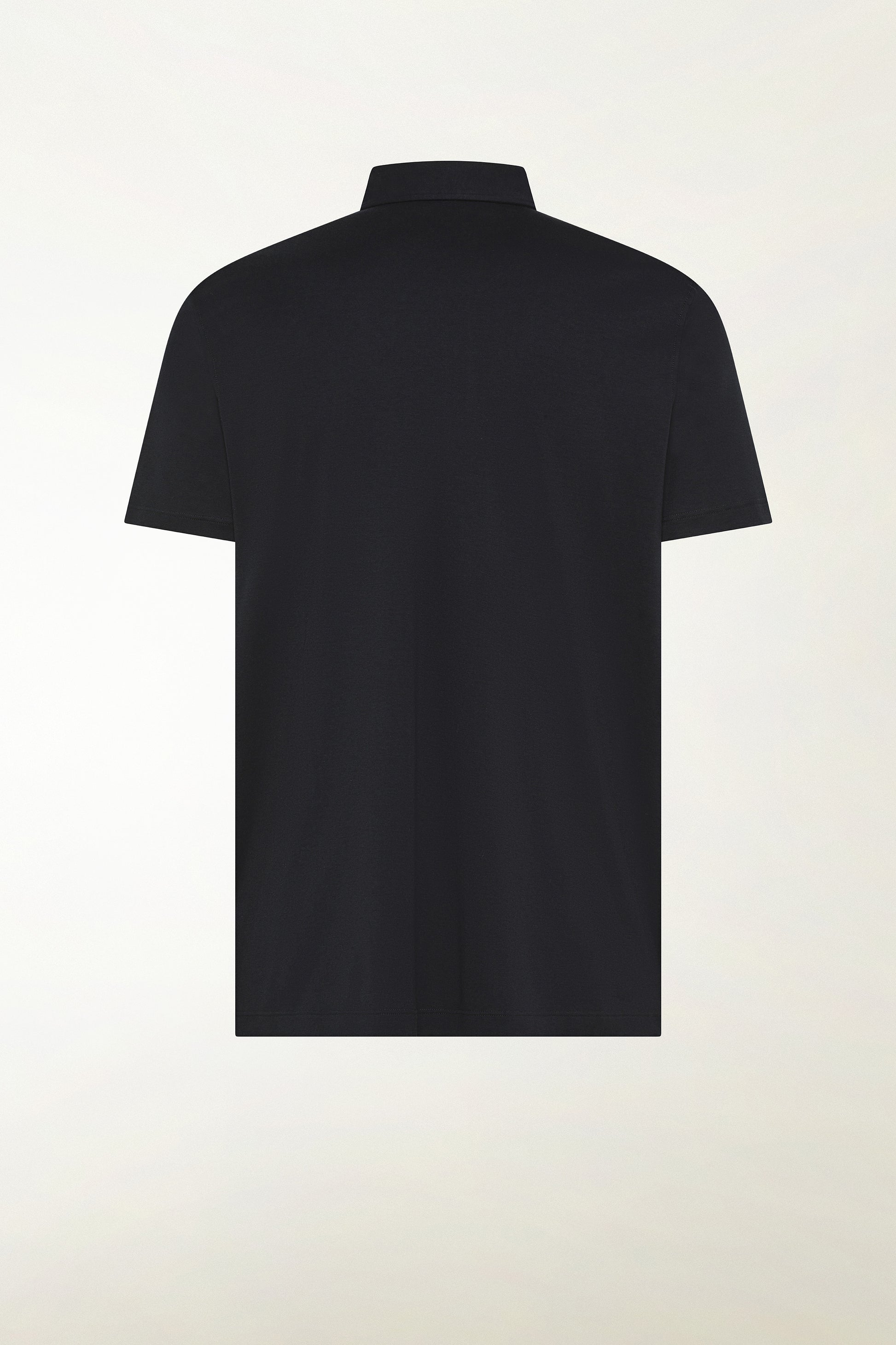 Black short-sleeved polo shirt with buttons | PIACENZA 1733
