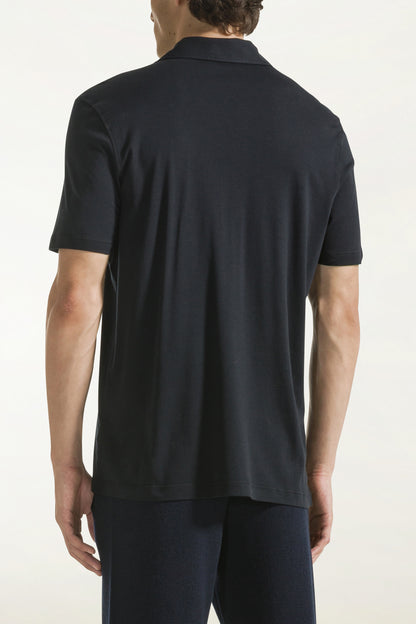 Black short-sleeved polo shirt with buttons | PIACENZA 1733