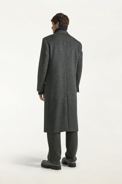 Cappotto doppiopetto in lana e seta color grigio | PIACENZA 1733