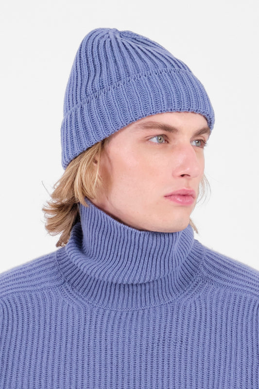 Berretto in cashmere light blue